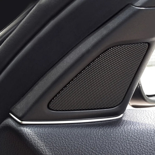2pcs Front Door Speaker Covers Gap Decor Trim Horn Decoration Slit Strip for BMW 5 Series F10 2011-2013 Silver Car Accessories