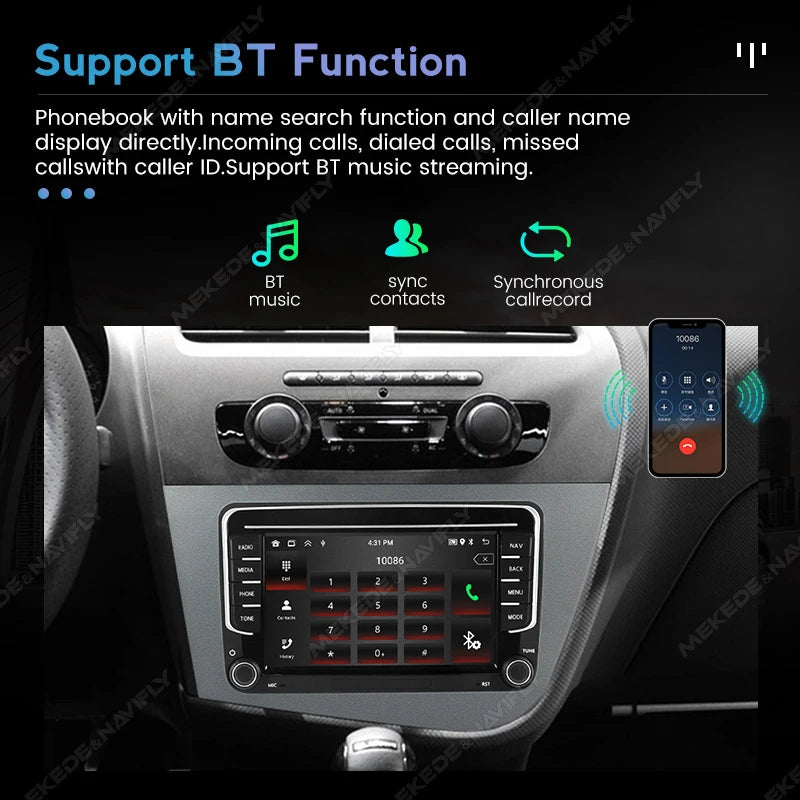 Carplay Android Auto Car Radio for Seat Leon 2 MK2 2005 2006 2007 2008 2009 2010 2011 2012 Multimedia Video Player GPS BT Stereo