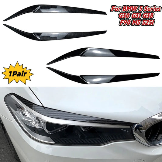 2Pcs Car Front Headlights Eyelid Eyebrows Trims For BMW 5 Series G30 G31 G38 F90 M5 525I 530I 540I 2017-2021 Car Accessories