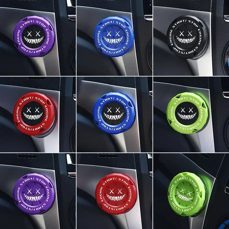 Car One-touch Start Stop Button Cover Decorative Ring Creative Knob Ignition Switch Modified Universal Printed Protective Cover