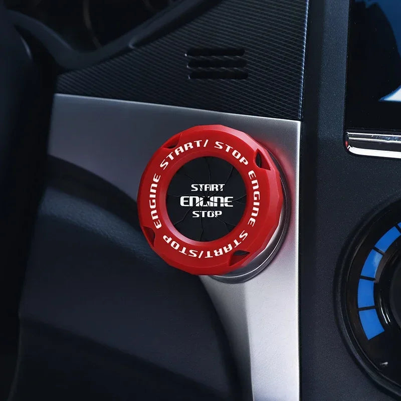 Car One-touch Start Stop Button Cover Decorative Ring Creative Knob Ignition Switch Modified Universal Printed Protective Cover