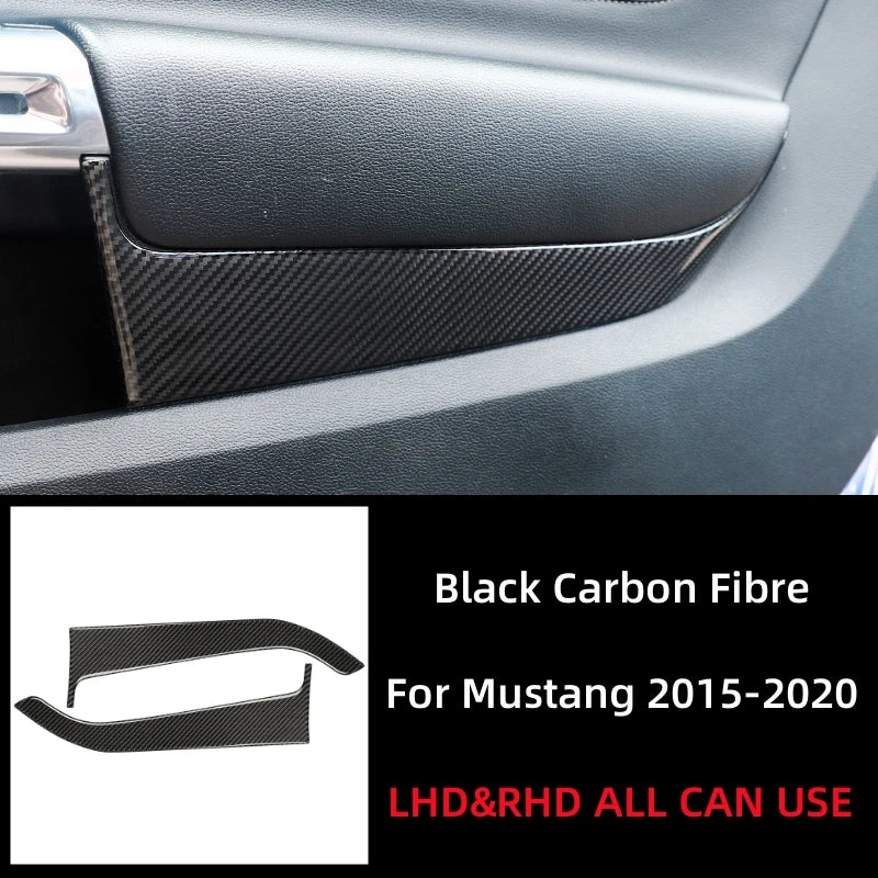 For Ford Mustang GT 2015-2021 Car Accessories Carbon Fiber Interior Car Front Door Panel Trim Stickers Decals Decoration Cover