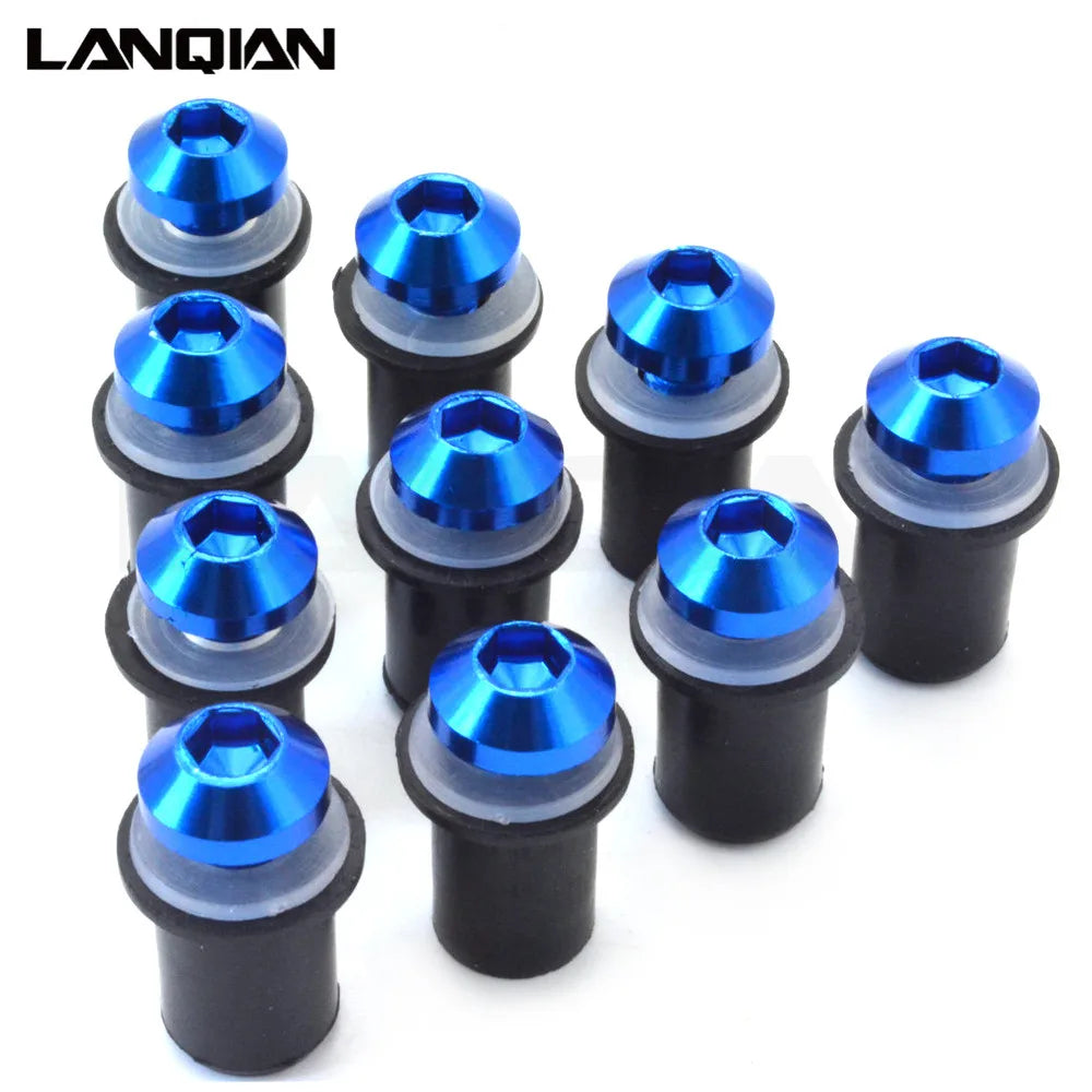 10PCS Fairing Wind Screen Screw Bolt Kit Windshield Mounting Nut bolt For KAWASAKI Ninja 250 300 650 H2R 250R ZX6R ER6N ZX14R