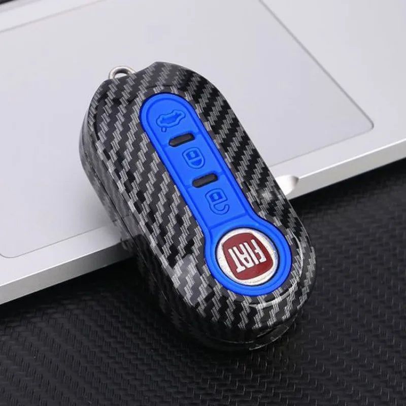 Carbon Abs Car Key Fob Shell Cover for FIAT 500 500L 500X Abarth 3-Button Folding Key