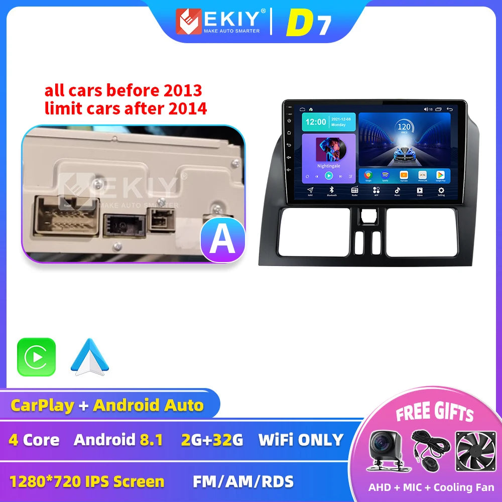 EKIY For Volvo XC60 2009 - 2013 RHD Wireless CarPlay Android Auto Radio Car Multimedia Video Player Stereo GPS Navi 2din DVD HU