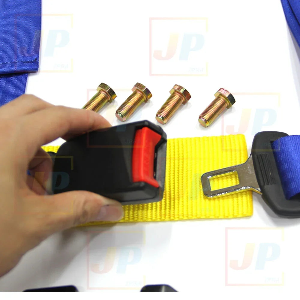 JDM Sabelt Racing 4-Point Snap-In Safety Harness – Universal 2" Car Seat Belt, Drifting Style Bolt Mounting, Interior Accessory
