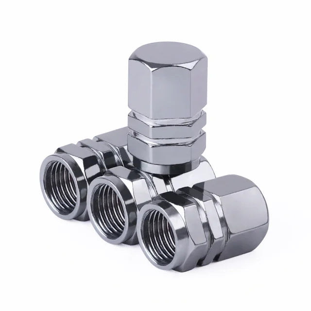 4 Pcs Aluminum Car Tire Valve Caps Hex Alloy Tyre Valve Airtight Cover Waterproof Dust For Automobiles Motorcycles Trucks Bikes
