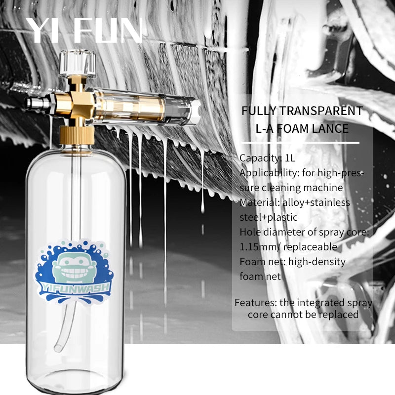 Car Wash Accessories Snow Foam Lance With 1/4 Quick Connection High Pressure Washer Adjustable Spray Nozzle Full transparency