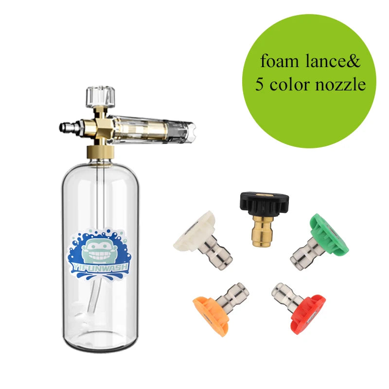 Car Wash Accessories Snow Foam Lance With 1/4 Quick Connection High Pressure Washer Adjustable Spray Nozzle Full transparency