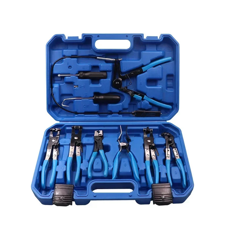 9pcs Wire Long Reach Hose Clamp Pliers Set Fuel Oil Water Hose Auto Tools,Hose Clamp Pliers for Fuel Oil & Water Hoses,Red