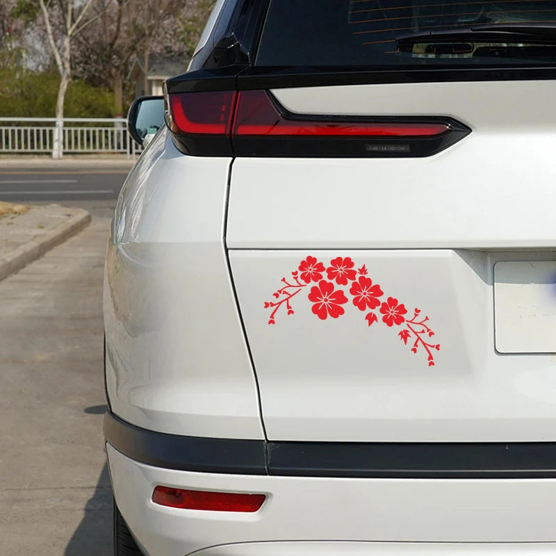 Flower Blossom Decal Car Stickers Auto Window Bumper Door Scratch Cover Decals Car Motorcycle Vinyl Stickers Exterior Decoration