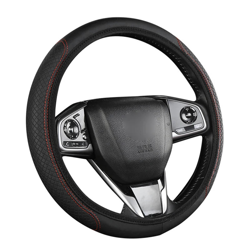 Car Steering Wheel Cover Microfiber Leather Anti Slip Cushion Universal for 37-39cm Steering Wheels