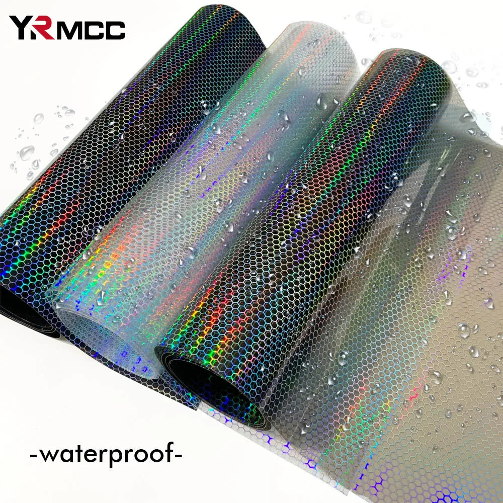 Car Laser Honeycomb Headlights Taillight Lamp Vinyl Wrap Automobile Headlight Tint Waterproof Film Fog Light Taillight Stickers