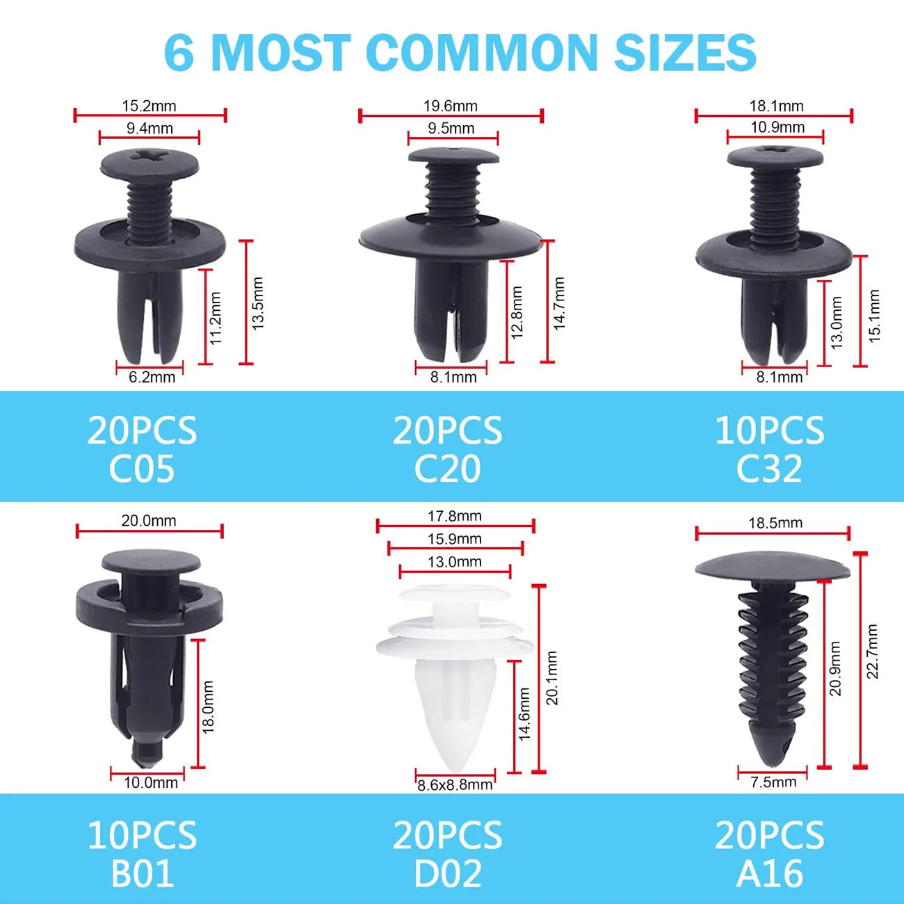 100Pcs Box / Bag Buckle Automotive Bumper Universal Clips Plastic Rivets Fasteners Push Retainer Kit Car Push Pin Rivets Repair