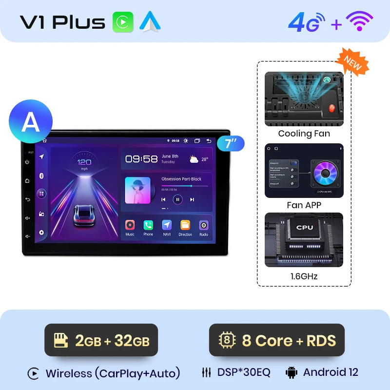 Junsun 7" 9" Universal CarPlay Android Auto Radio for VW Volkswagen Fiat Renault Nissan Hyundai 4G Wifi Car Multimedia autoradio
