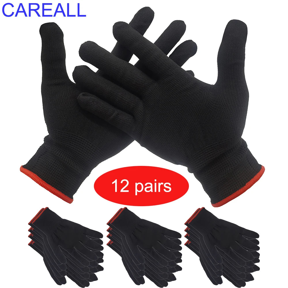 CAREALL 12 Pairs Wrap Gloves Window Film Tint Vinyl Applicator Tool Anti-Static Auto Nylon Labour Work Gloves