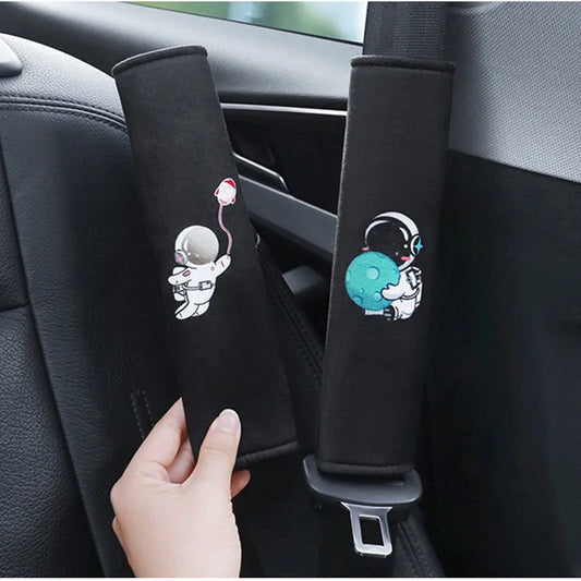 2pcs Car Soft Seat Belt Covers Cute Astronaut Shoulder Pad Plush Safety Belts Shoulder Protection For Adults Kids Accessories