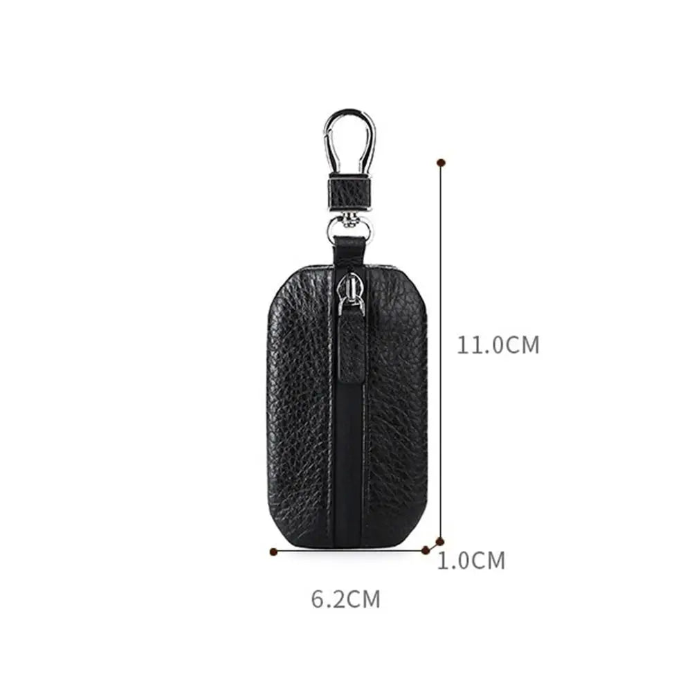 New Genuine Leather Car Keys Bag Waterproof Zipper Pure Color Car Key Cover Durable Universal Key Pouch