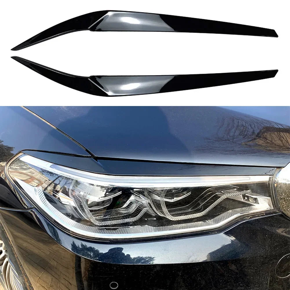 2Pcs Car Front Headlights Eyelid Eyebrows Trims For BMW 5 Series G30 G31 G38 F90 M5 525I 530I 540I 2017-2021 Car Accessories