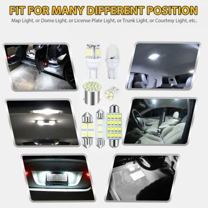 New Design Car Interior Lights Universal Auto Lamps T10 T5  Festoon 31 36 41mm Dome License Plate Trunk Lights Combo Light Bulbs