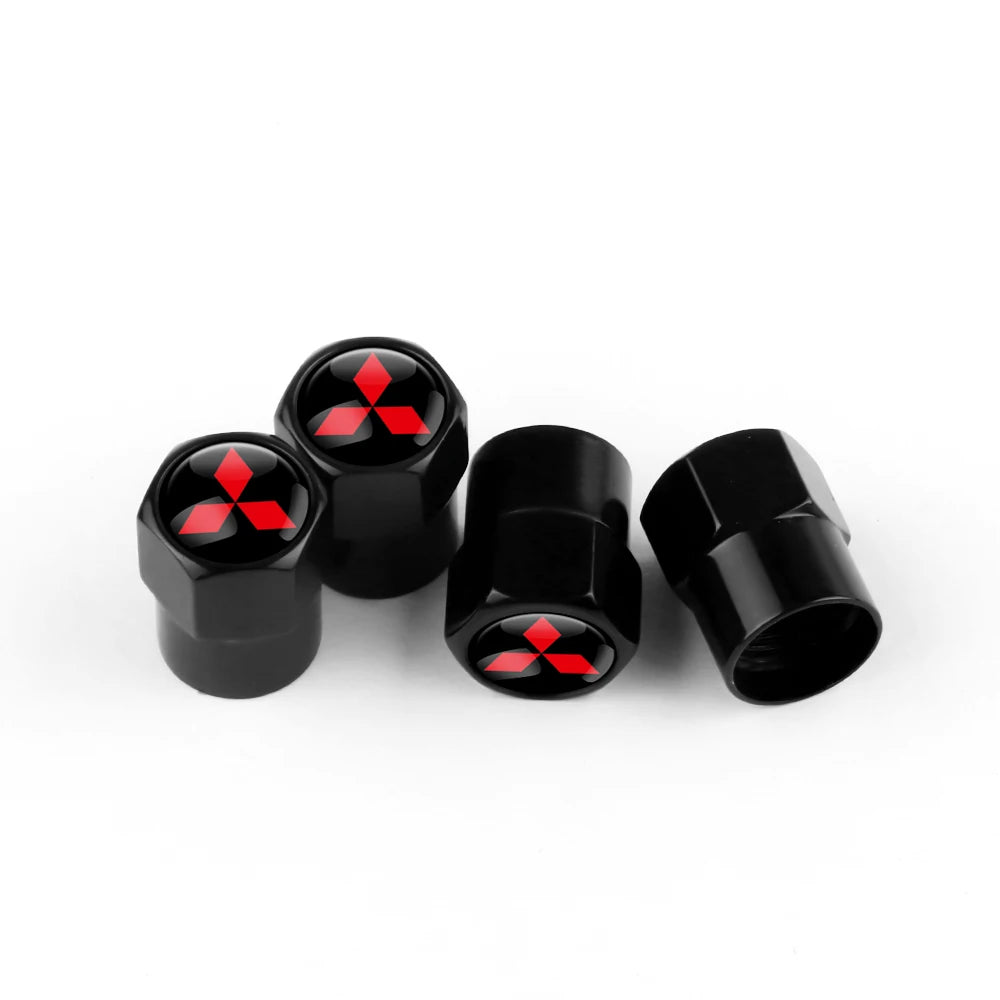 Car Styling 3D metal 4PCS Wheel Tire Valve Stem Caps Cover Accessories for MITSUBISHI Ralliart Competition Outlander ASX AIRTREK