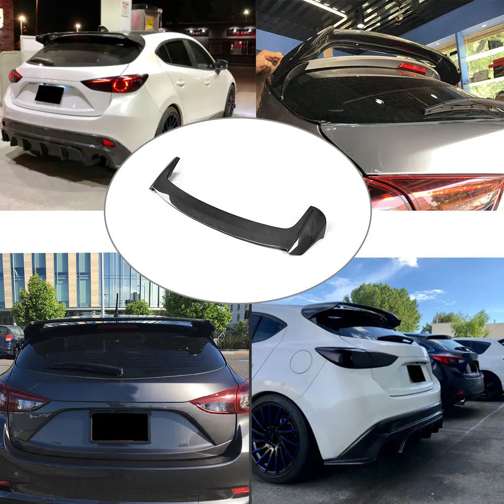 Carbon Fiber Car Rear Spoiler Roof Window Wing for Mazda 3 Axela Sport Hatchback 4-Door 2014-2017 FRP Rear Roof Spoiler Wing Lip