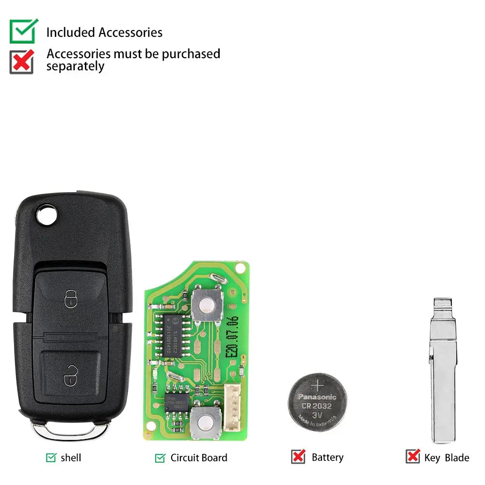 Xhorse XKB508EN Wire Universal Remote Key B5 Style 2 Buttons English Version
