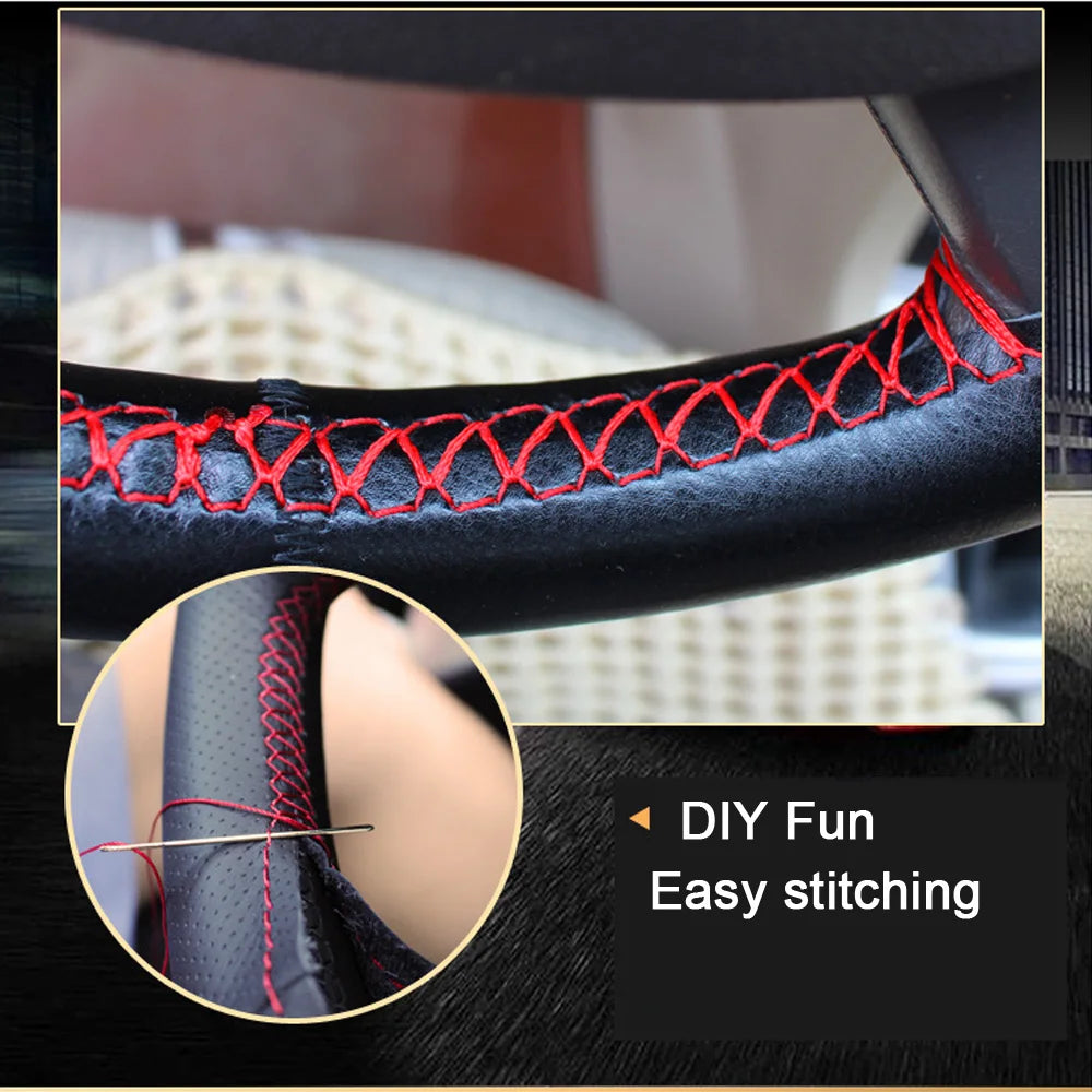 DIY Suede Hand-Stitched With Thread Needle Car Steering Wheel Cover For Ford Focus 2 3 4 5 Mondeo MK2 MK3 MK4 MK7 Fiesta Fusion