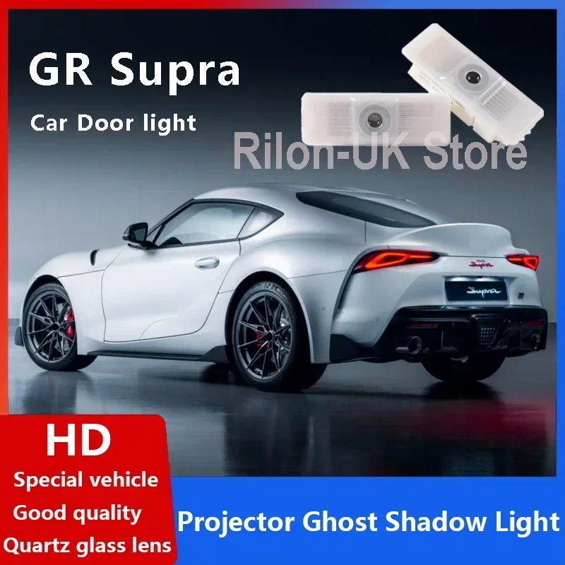 LED Car Door Light Laser Projector Shadow Light Welcome Courtesy Lamp For 2020-2023 Toyota Supra GR Sport Fifth Generation Glass