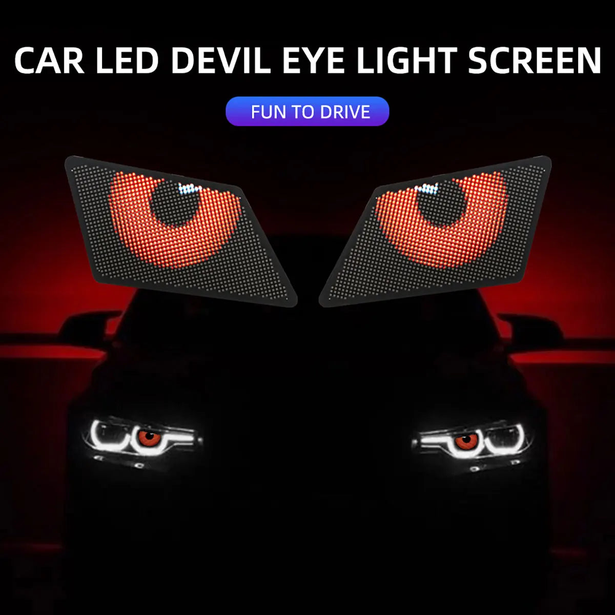 Car LED Demon Eye Modeling Screen DIY Interactive Advertising Screen Turn Signal Lamp APP Control Car Universal Ambient Light