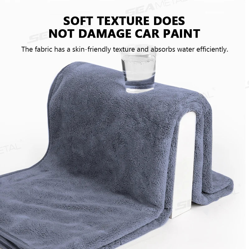 SEAMETAL 160X60CM Microfiber Car Wash Towel Thicken Towels Car Double-Sided Soft Cloth Auto Detailing Care Washing Drying Rags