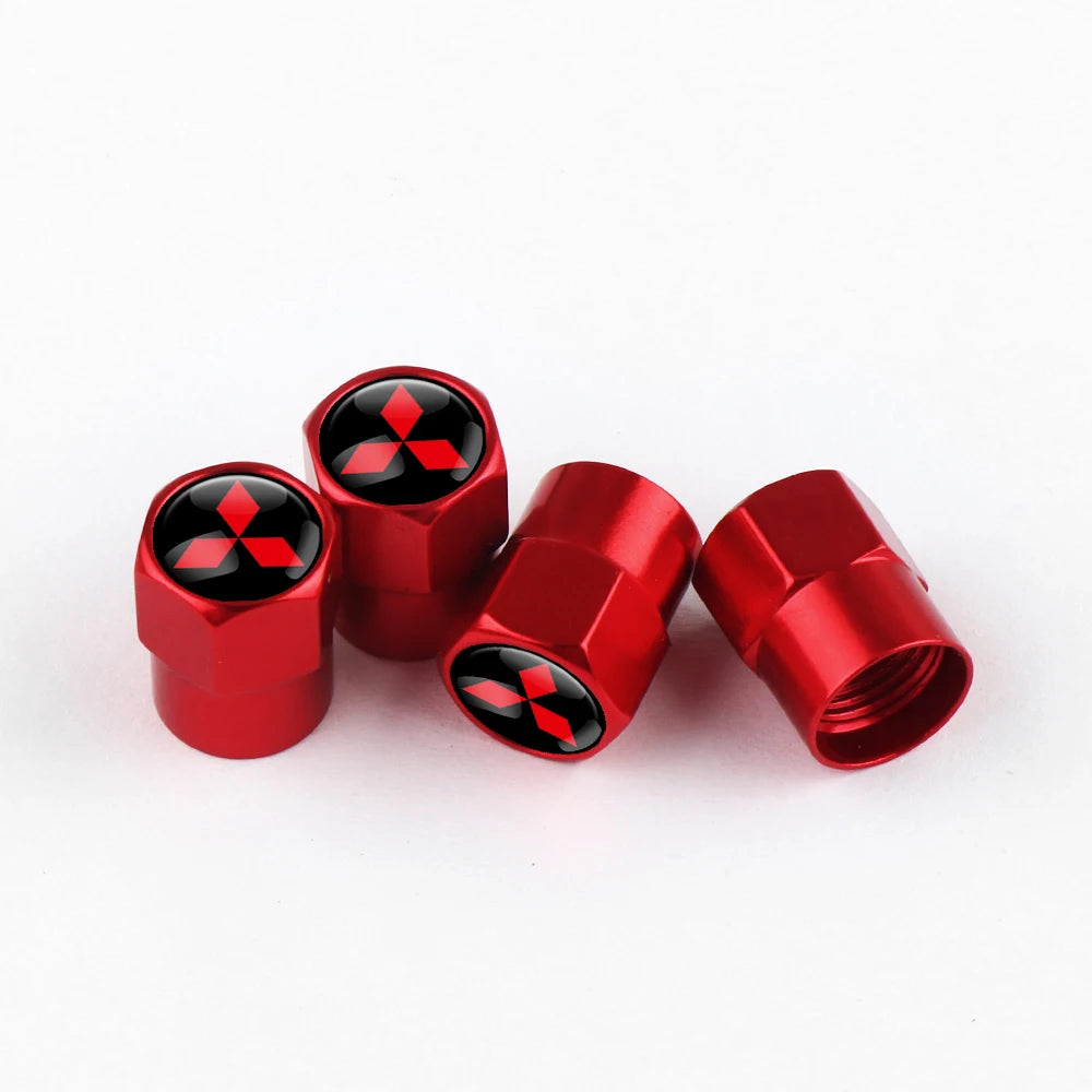 Car Styling 3D metal 4PCS Wheel Tire Valve Stem Caps Cover Accessories for MITSUBISHI Ralliart Competition Outlander ASX AIRTREK