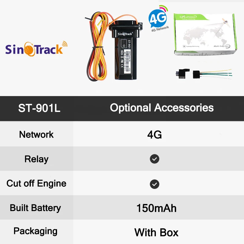 SinoTrack Mini Waterproof Builtin Battery GSM GPS tracker device ST-901 for Car Motorcycle Vehicle Remote Control Free Web APP