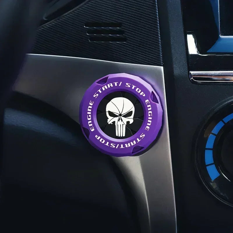 Car One-touch Start Stop Button Cover Decorative Ring Creative Knob Ignition Switch Modified Universal Printed Protective Cover