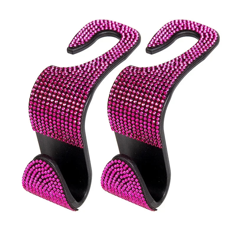 Multifunction Portable Rhinestone Car Seat Back Hook Headrest Storage Holder Hanging Bag Organizer Auto Interior Accessories
