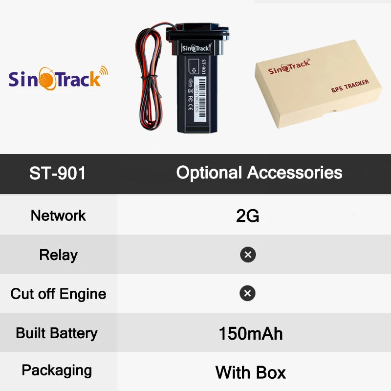 SinoTrack Mini Waterproof Builtin Battery GSM GPS tracker device ST-901 for Car Motorcycle Vehicle Remote Control Free Web APP