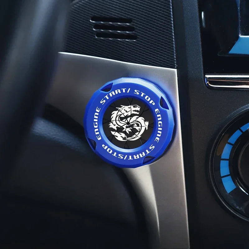 Car One-touch Start Stop Button Cover Decorative Ring Creative Knob Ignition Switch Modified Universal Printed Protective Cover