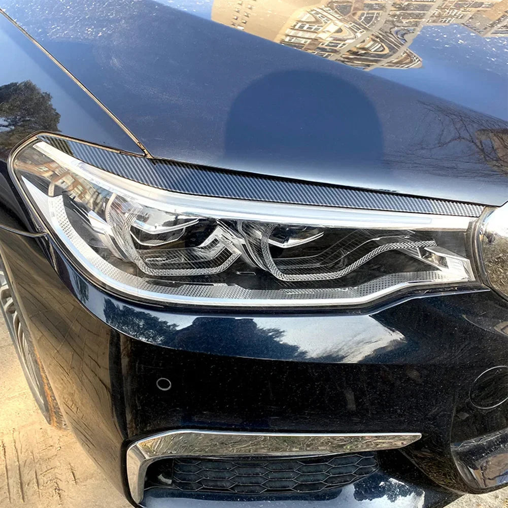 2Pcs Car Front Headlights Eyelid Eyebrows Trims For BMW 5 Series G30 G31 G38 F90 M5 525I 530I 540I 2017-2021 Car Accessories
