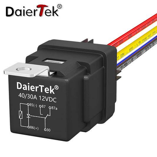 1PC SPDT 5 Pin Waterproof Auto Relay 12V 40A Heavy Duty 14AWG 12 Volt Car Relay Kit Bosch Style and Harness Set For Automotive