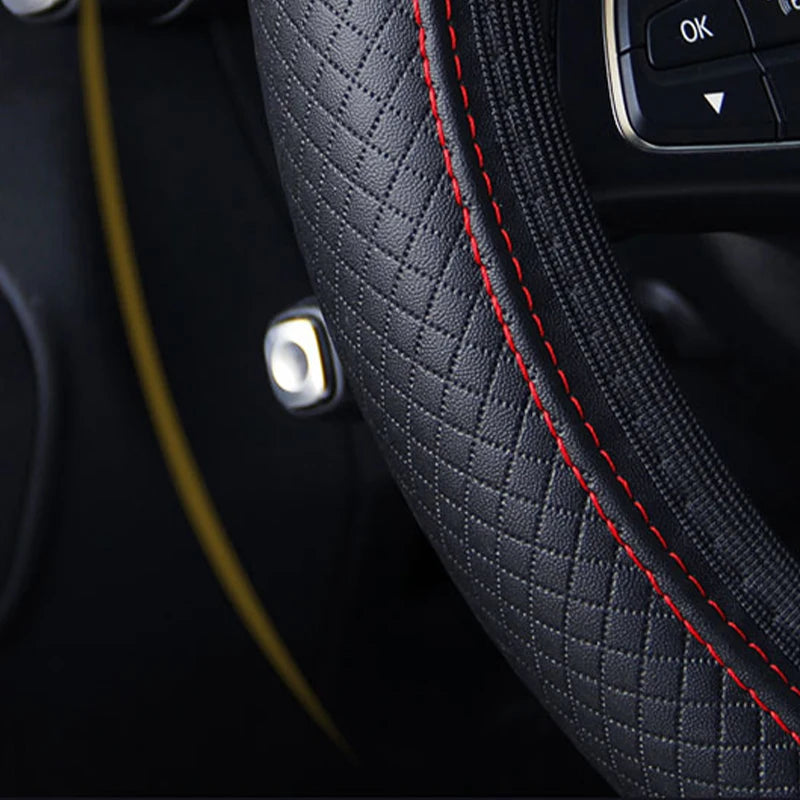Car Steering Wheel Cover Microfiber Leather Anti Slip Cushion Universal for 37-39cm Steering Wheels
