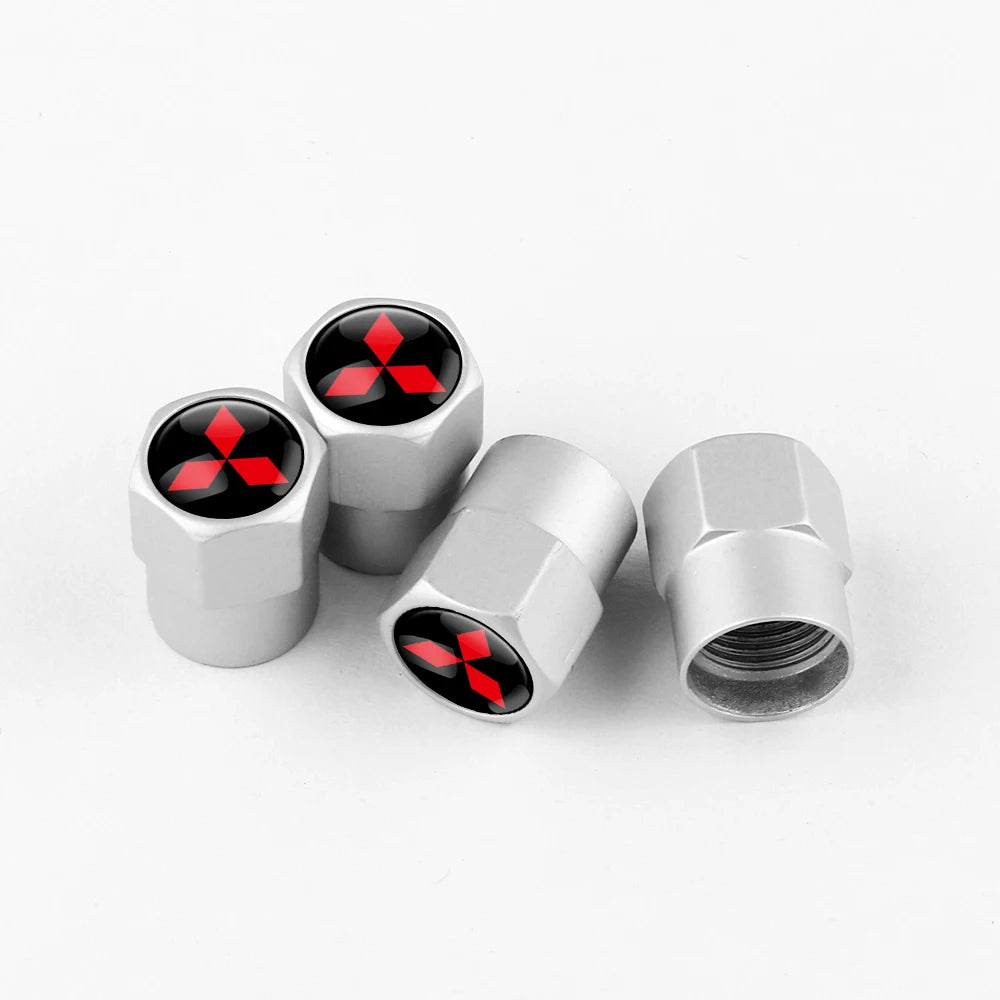 Car Styling 3D metal 4PCS Wheel Tire Valve Stem Caps Cover Accessories for MITSUBISHI Ralliart Competition Outlander ASX AIRTREK