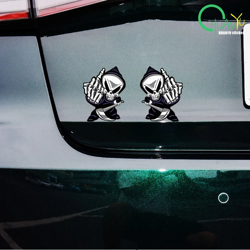Skull Middle Finger Funny Car Stickers Car Window Decorative Sticker Skull Decal for Car Decoration