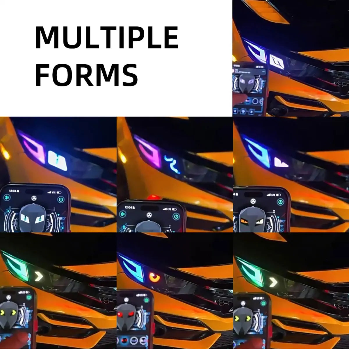 Car LED Demon Eye Modeling Screen DIY Interactive Advertising Screen Turn Signal Lamp APP Control Car Universal Ambient Light