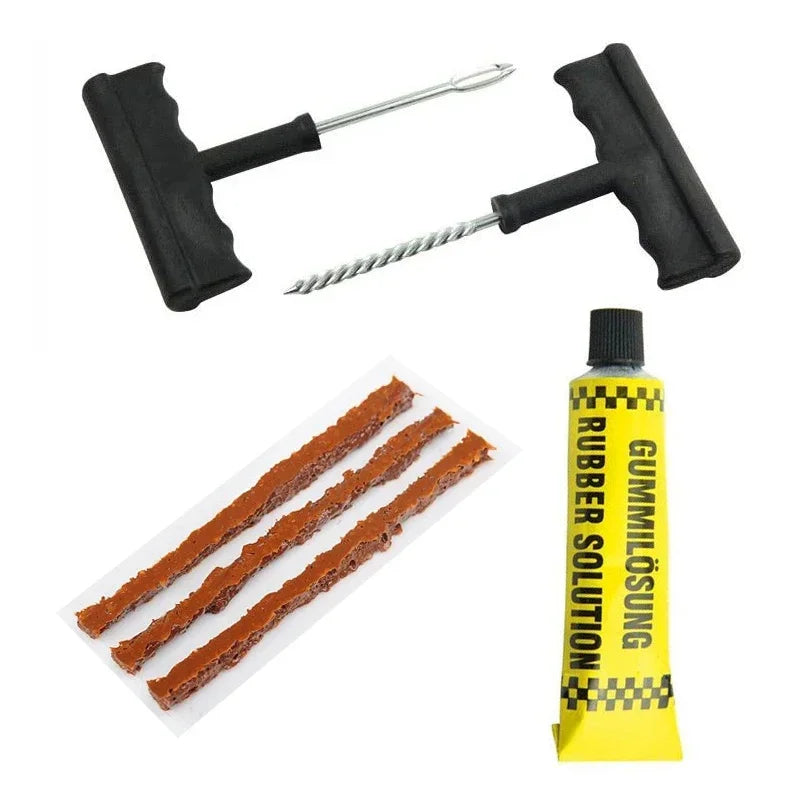 Car Bike Truck Motorcycle Tire Repair Kit Studding Tool Set Tubeless Tyre Puncture Plug Patch Strip Glue Garage Tool Accessories