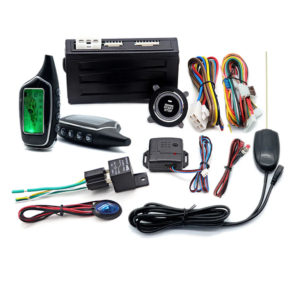 Car Alarm With Autostart Push One Button Auto Start Stop Keyless Entry System Smart Key Remote Start Kit Automotive Accessories