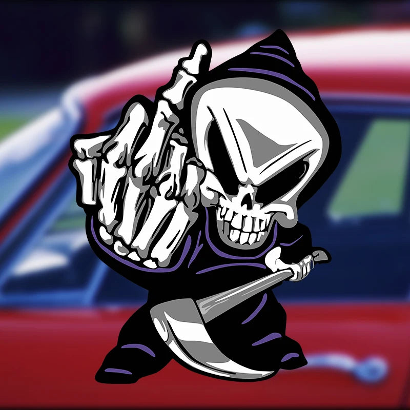 Skull Middle Finger Funny Car Stickers Car Window Decorative Sticker Skull Decal for Car Decoration