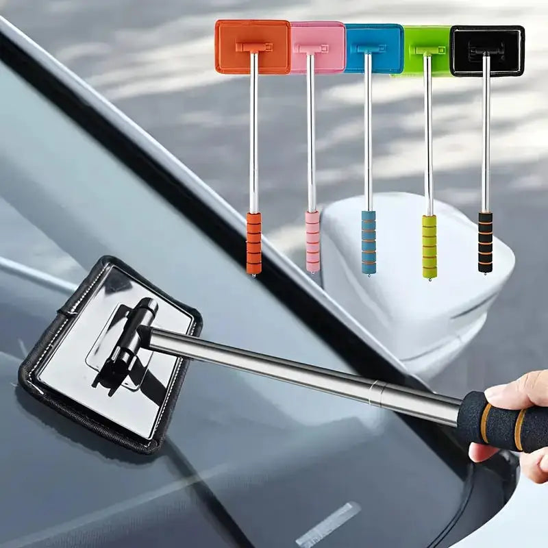 Car Cleaning Brush for Front Windshield Telescopic Defogging Cleaner Metal Handle Dust Remover Tool Household Microfiber Wiper