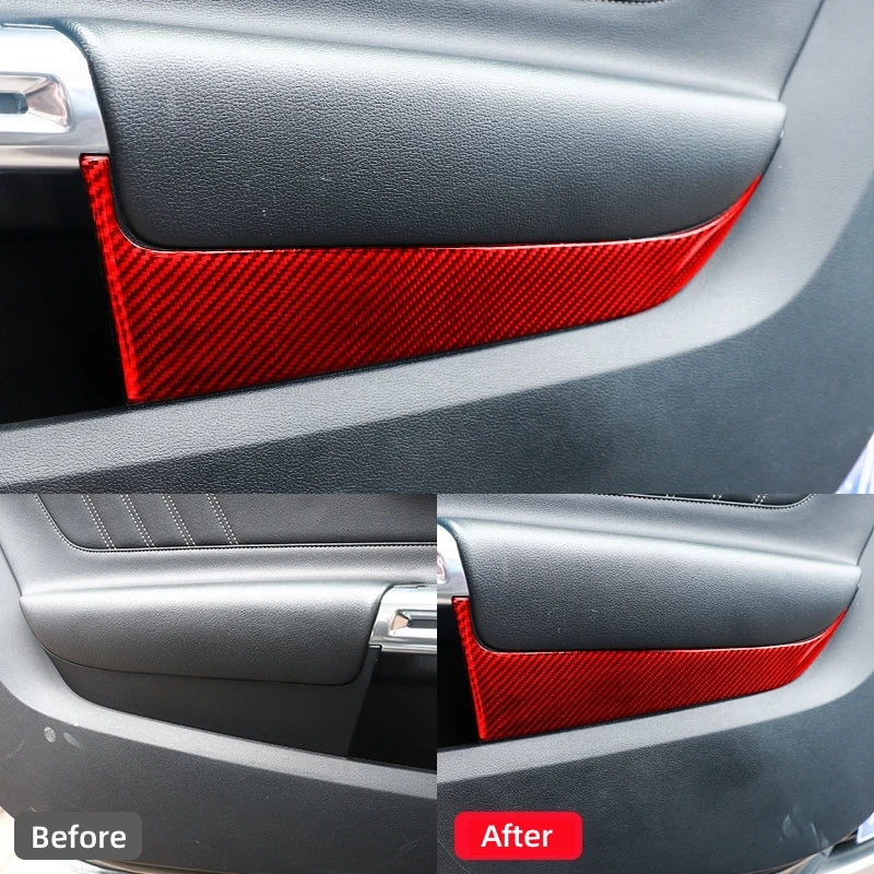 For Ford Mustang GT 2015-2021 Car Accessories Carbon Fiber Interior Car Front Door Panel Trim Stickers Decals Decoration Cover