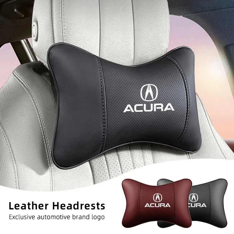 Car Leather Seat Headrest Neck Pillow Head Cushioning Accessories For Acura MDX RDX TSX RSX Integra TL RL NSX TLX ILX ZDX RLX