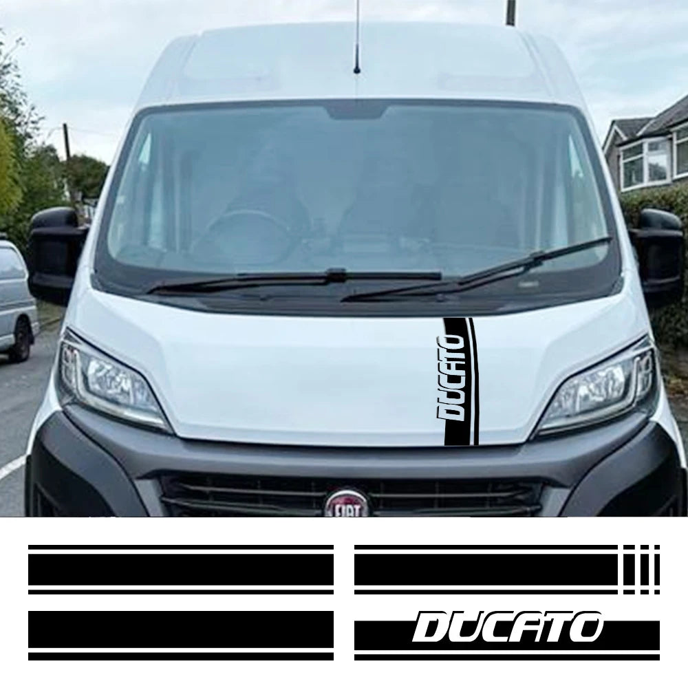 Car Hood Cover Sticker For Fiat Ducato Maxi Ⅲ 8  35 Capmer Cargo Van Graphics Stripes Bonnet Decal Auto Body Vinyl Decoration